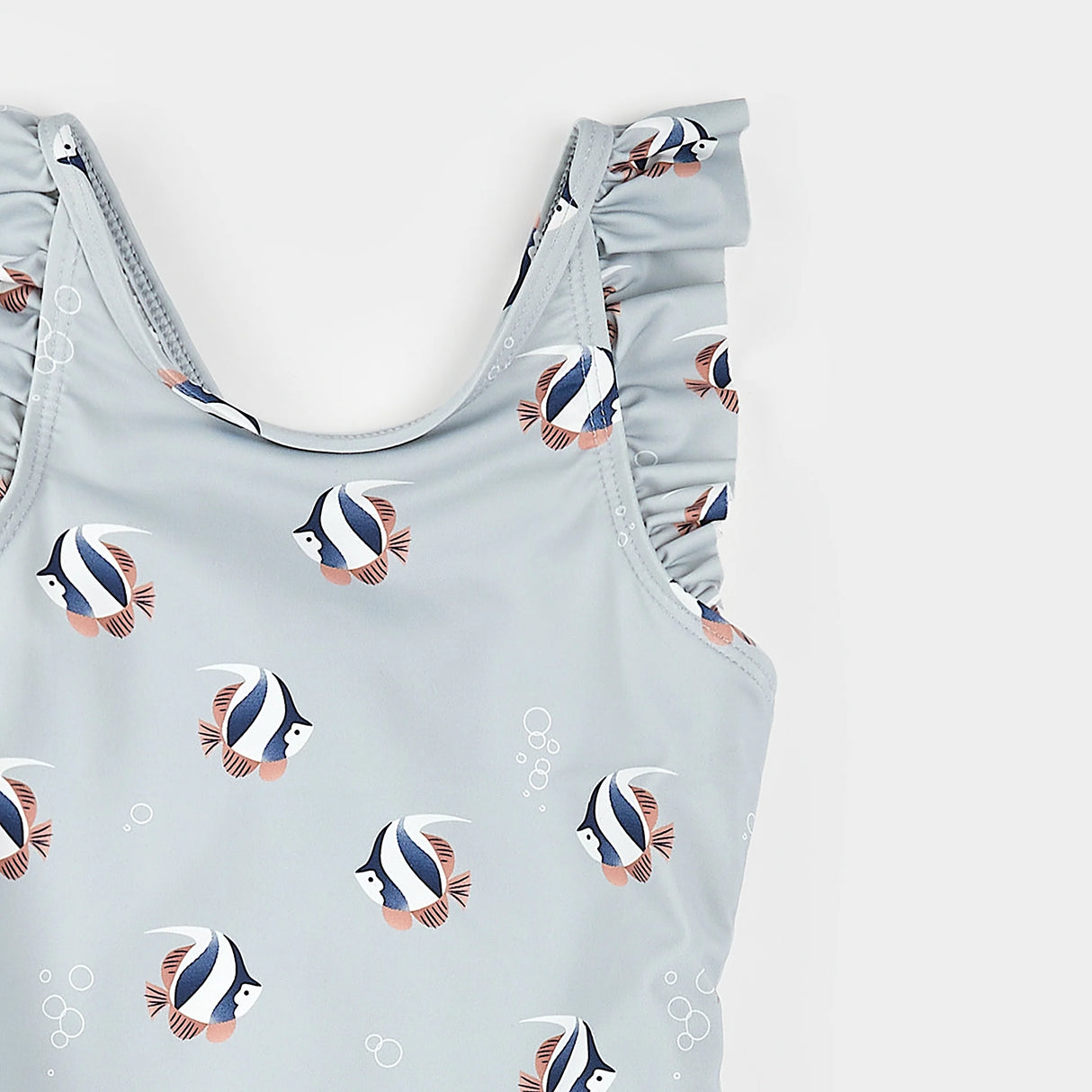 Tropical Fish Print on Blue Mist Swimsuit| Petit Lem