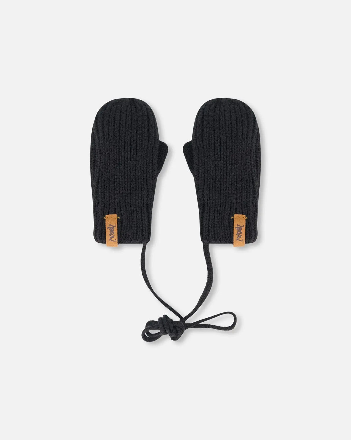 Baby Knit Mittens With String Black | Deux par Deux | Jenni Kidz