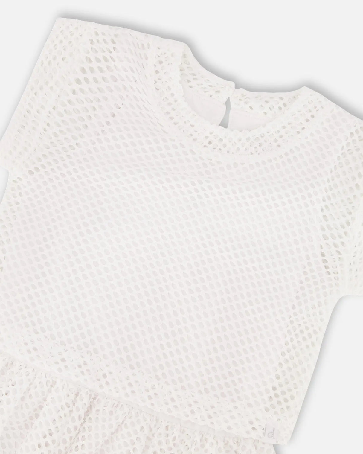 Bi-Material Mesh And Organic Cotton Dress Snow White | Deux par Deux | Jenni Kidz