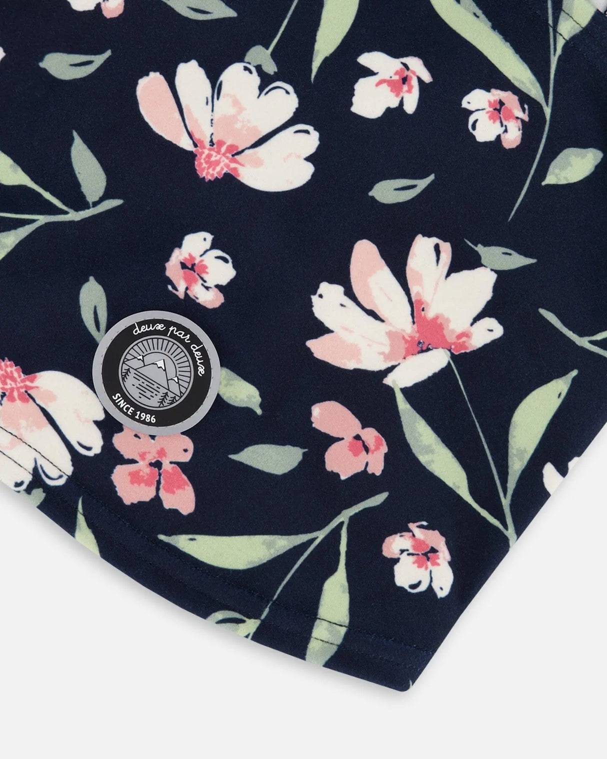 Brushed Jersey Balaclava Navy Flower Print | Deux par Deux | Jenni Kidz