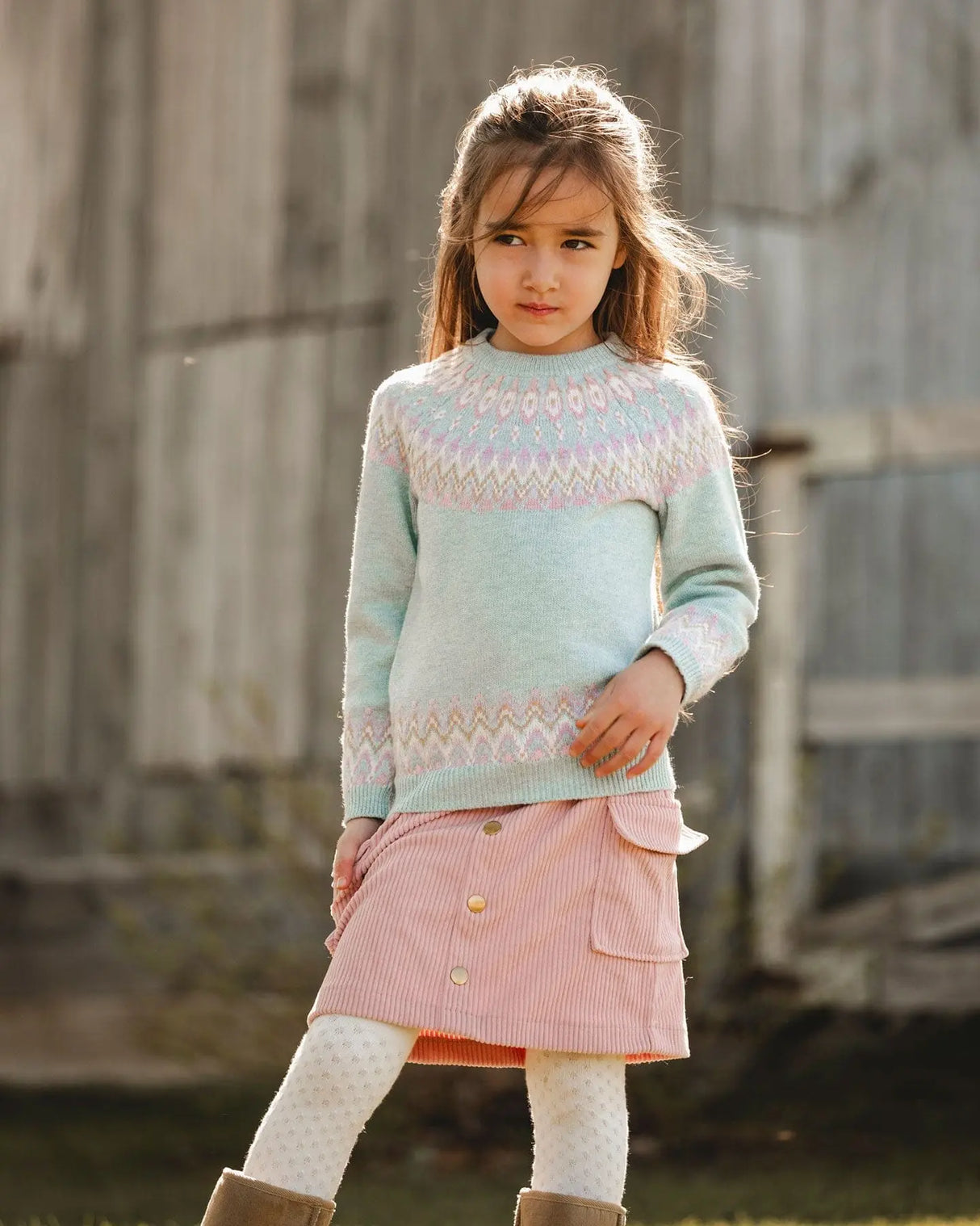 Corduroy Skirt With Cargo Pockets Dusty Pink | Deux par Deux | Jenni Kidz