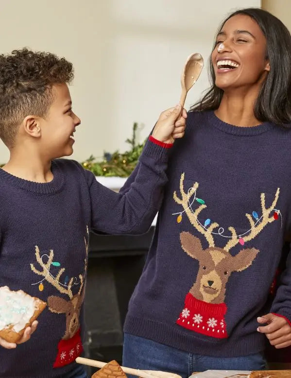Cracking Yuletide Sweater - Navy Reindeer | Joules | Joules | Jenni Kidz