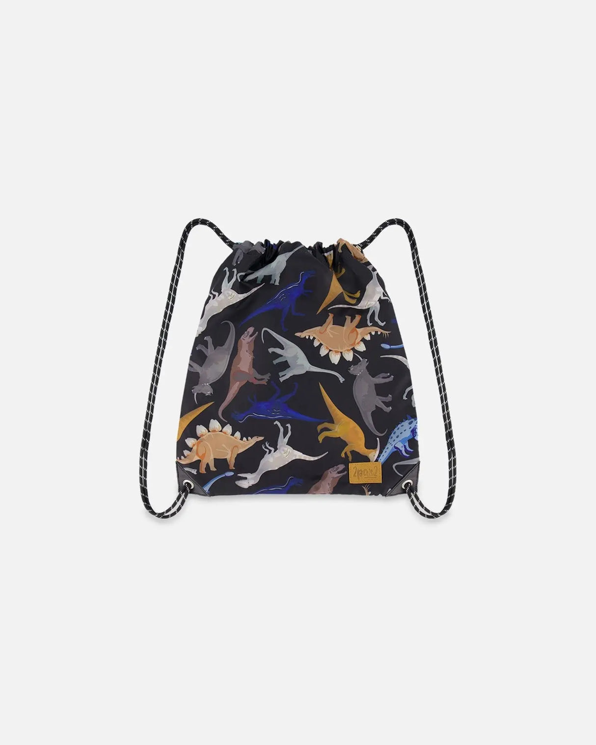 Drawstring Bag Black Dinosaur Print | Deux par Deux | Jenni Kidz