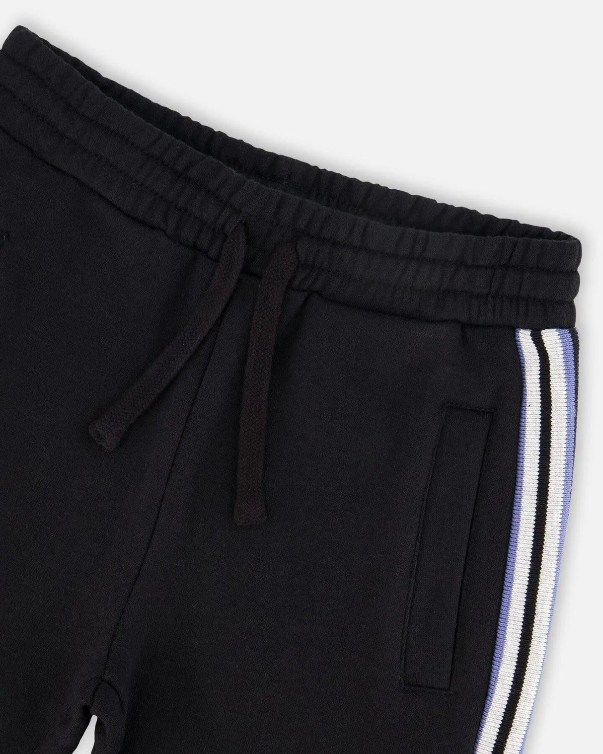 Fleece Sweatpants With Side Stripes Black | Deux par Deux | Jenni Kidz