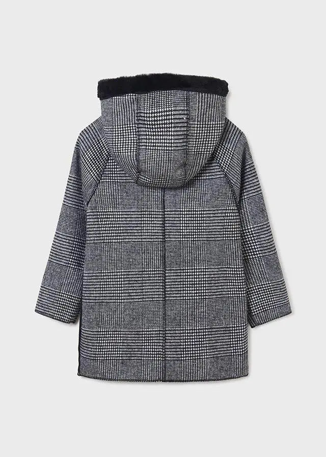 Girls Black Plaid Coat | Mayoral | Mayoral | Jenni Kidz