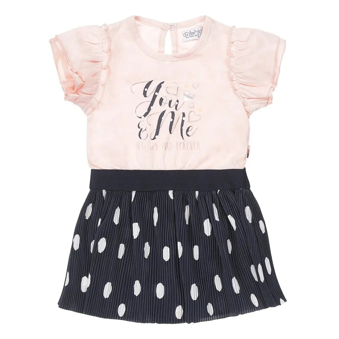 Girls Dress Pink Dark Blue Dots | Dirkje | Dirkje | Jenni Kidz
