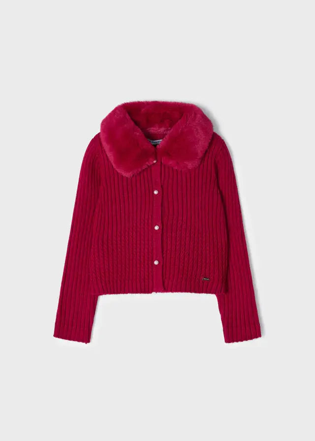Girls Faux Fur Collar & Cardigan | Mayoral | Mayoral | Jenni Kidz