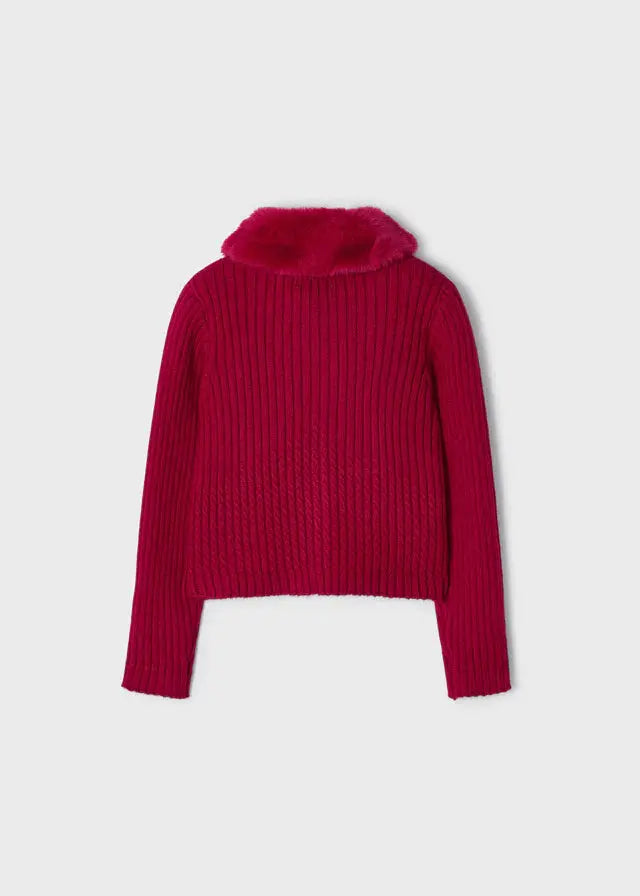 Girls Faux Fur Collar & Cardigan | Mayoral | Mayoral | Jenni Kidz