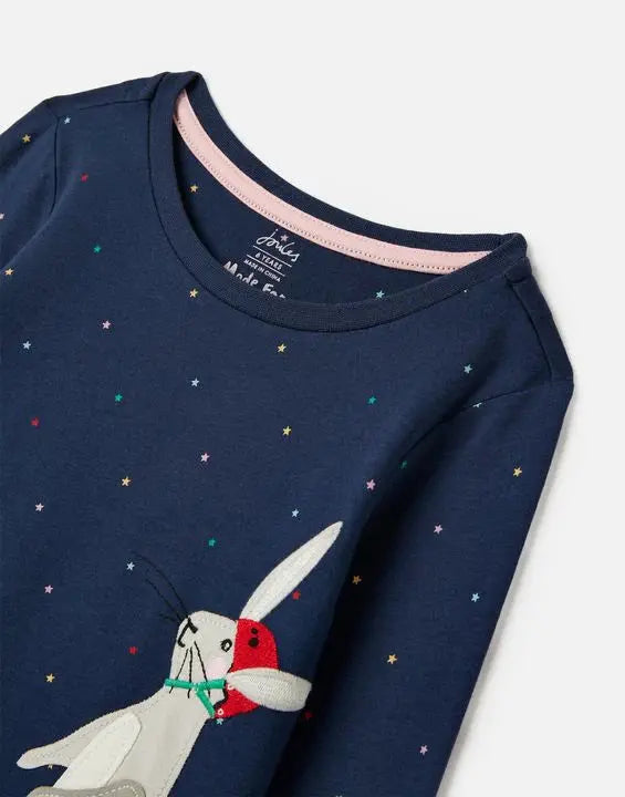 Girls Navy Long Sleeve Rabbit T-Shirt | Joules | Joules | Jenni Kidz