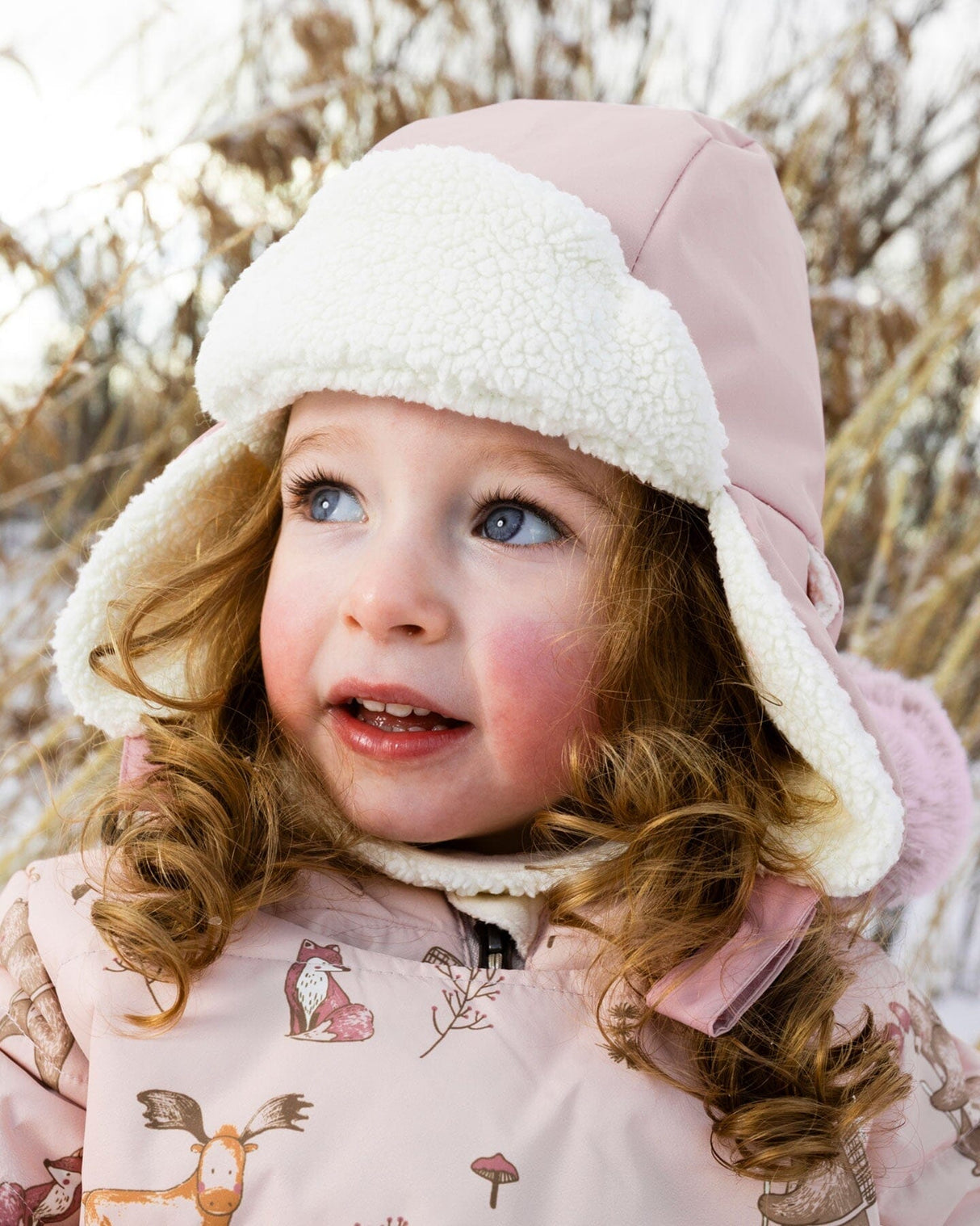 Lined Baby Chapka Dusty Pink-1