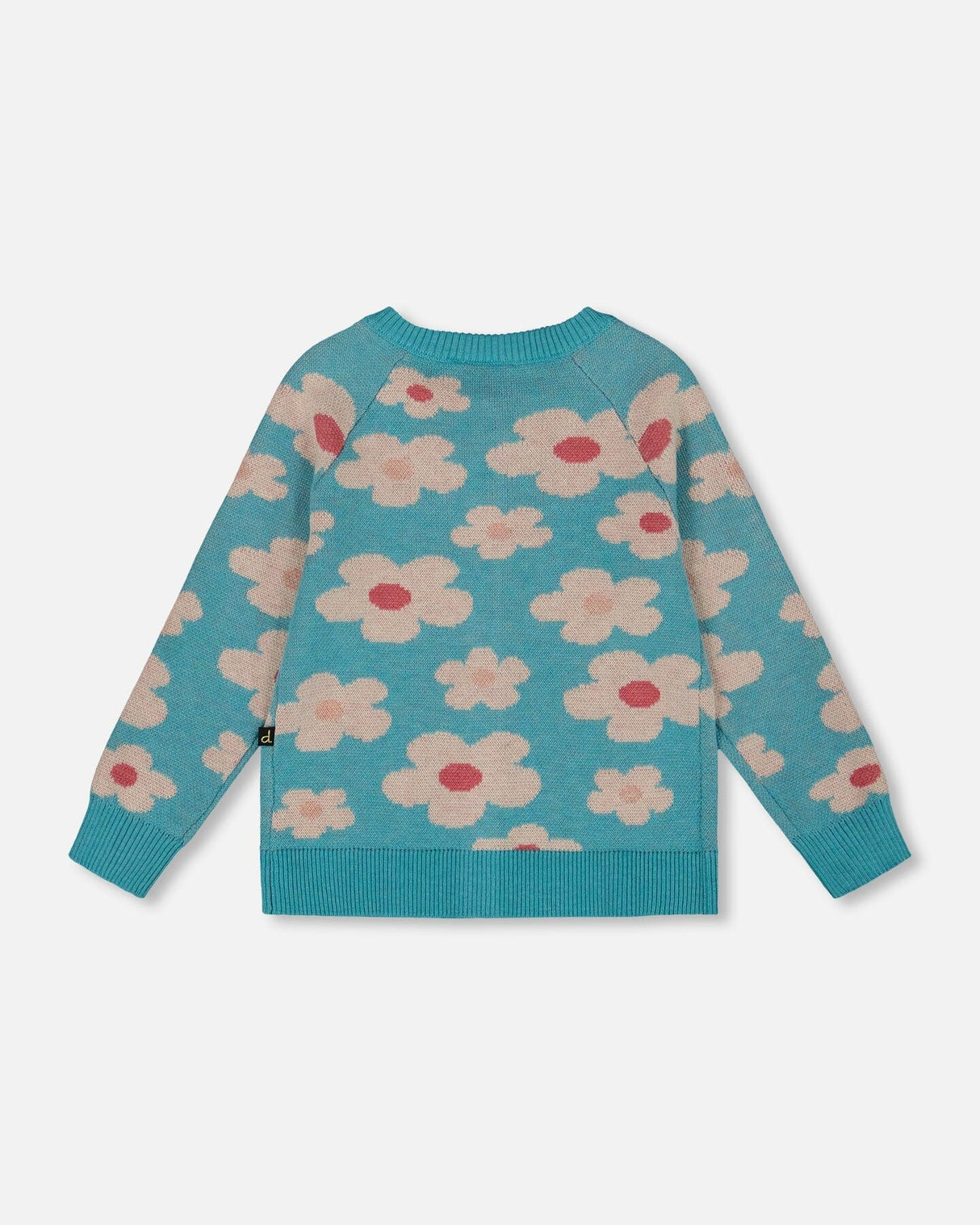 Button Front Knitted Cardigan Turquoise Blue-2