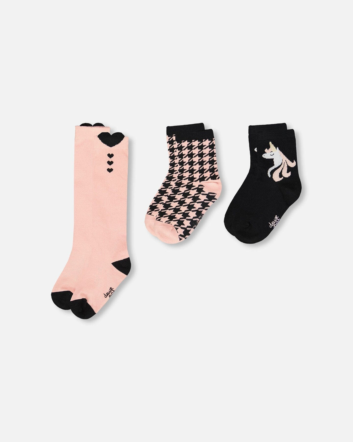 3-Pack Knit Socks Black And Pink-0