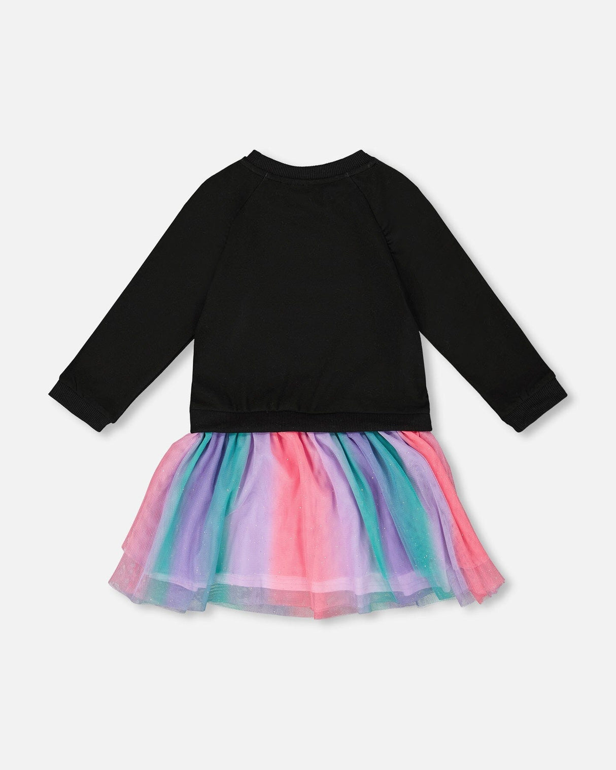 Bi-Material Dress Black With Mesh Skirt-2