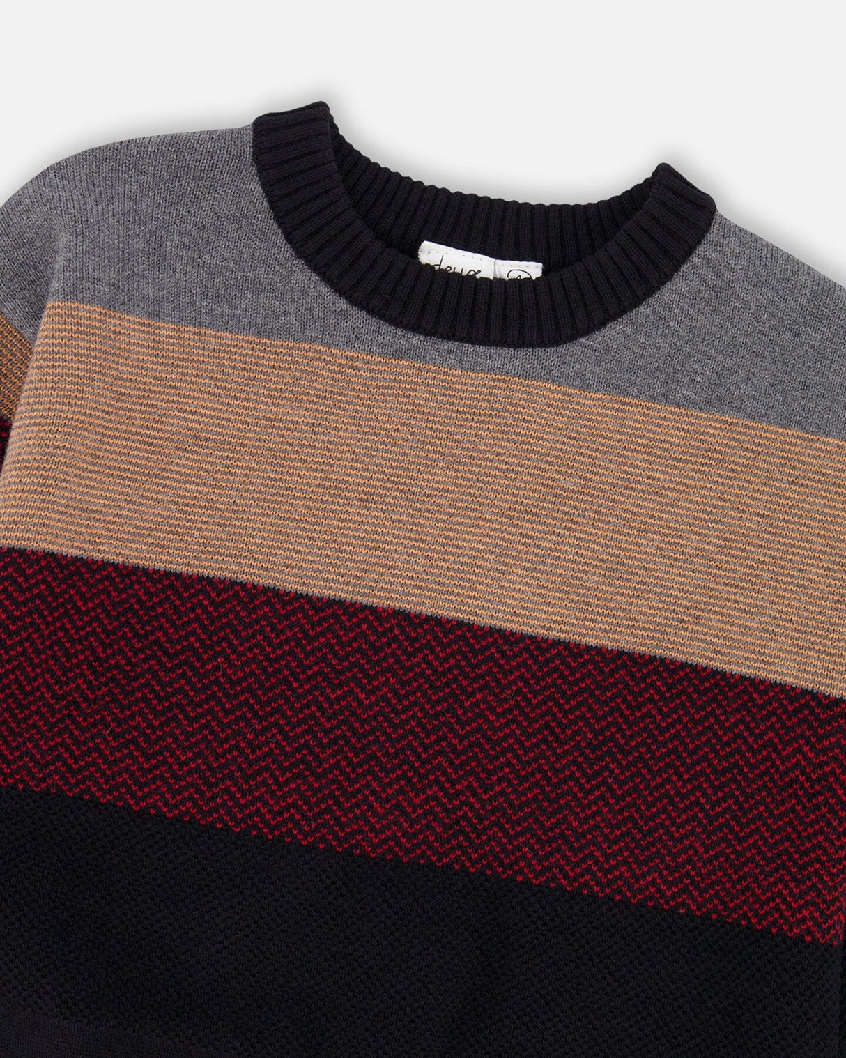 Color Block Knit Sweater Red And Black-3