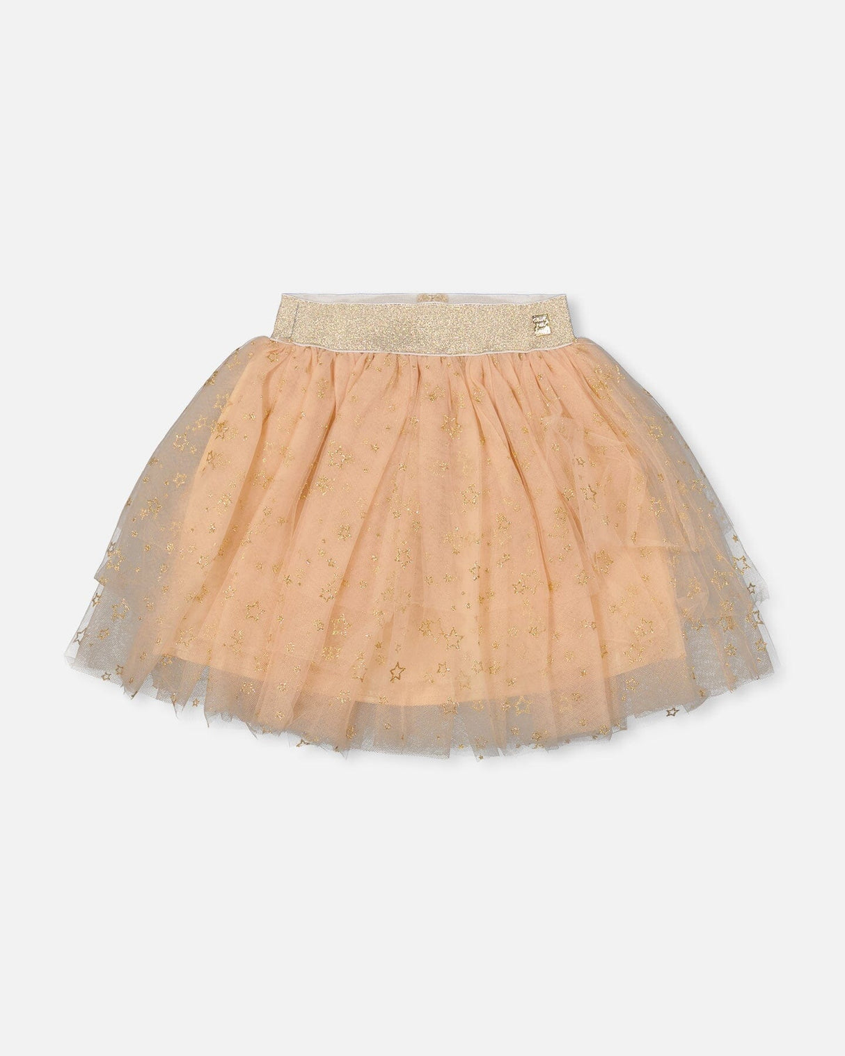 Multi Layer Glittering Mesh Skirt Beige-0