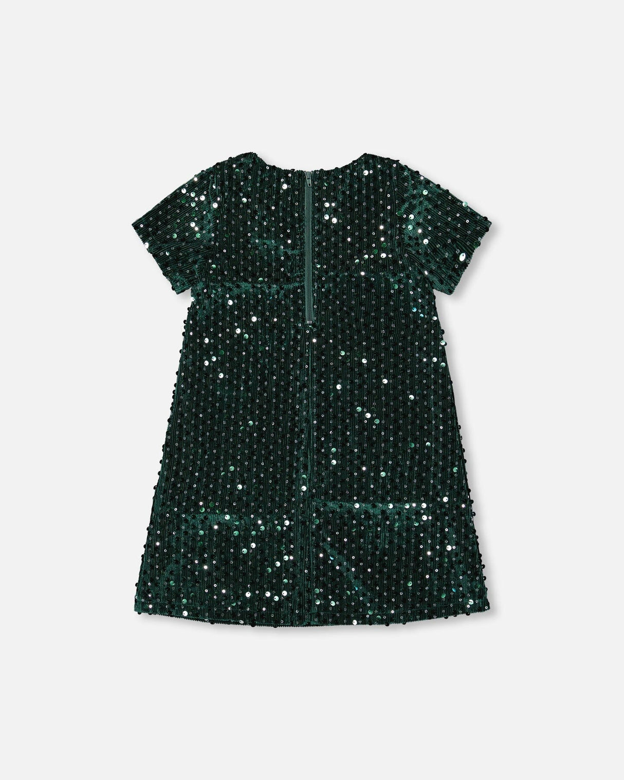 Velvet Short Sleeve Dress Forest Green-2