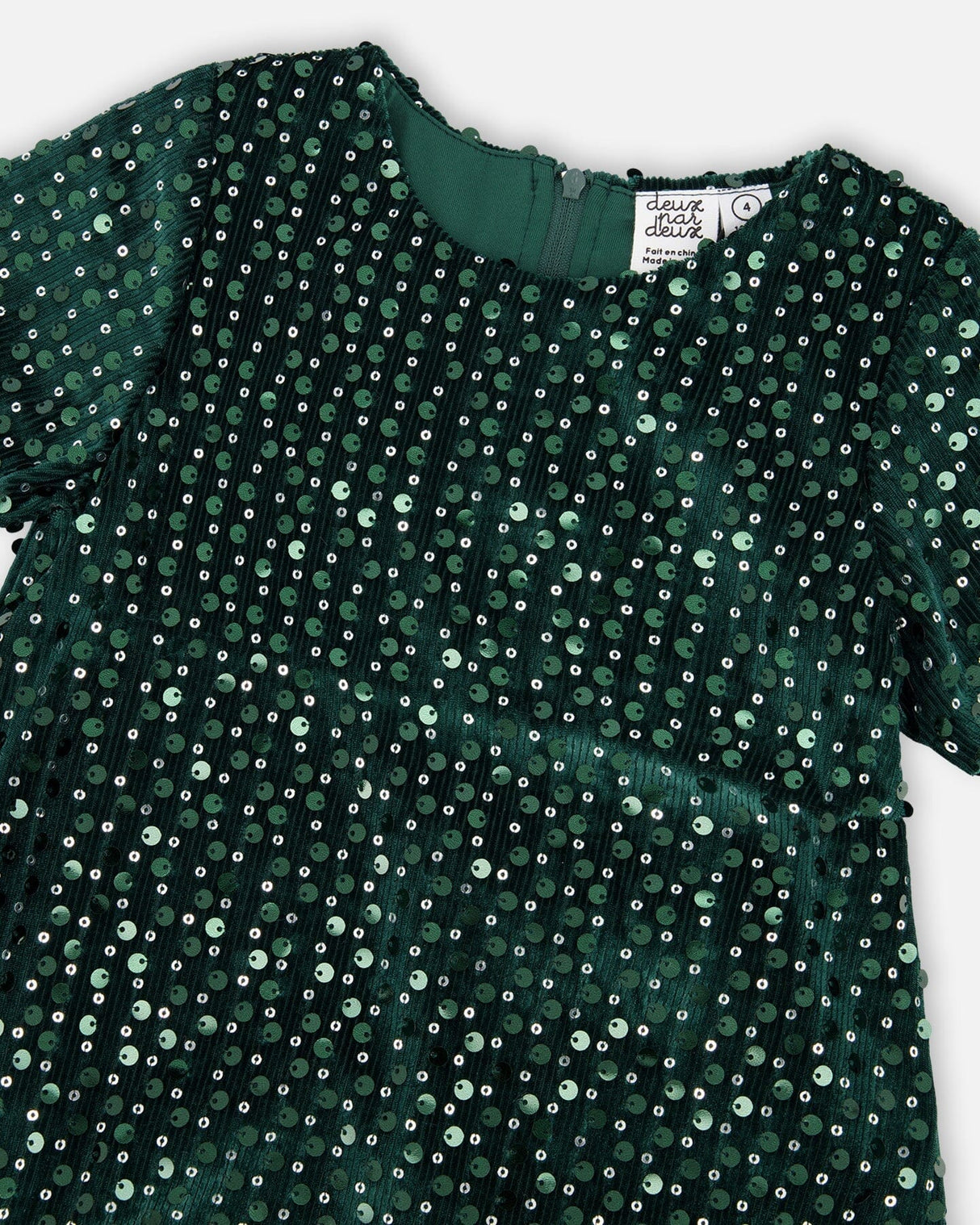 Velvet Short Sleeve Dress Forest Green-3