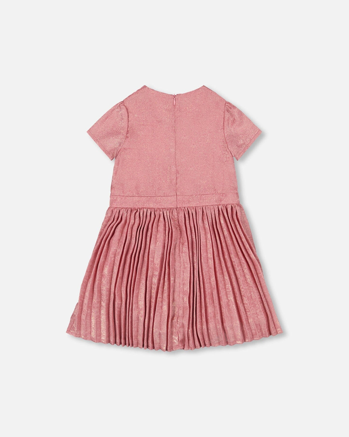 Short Sleeve Dress With Pleated Skirt Dusty Pink-2