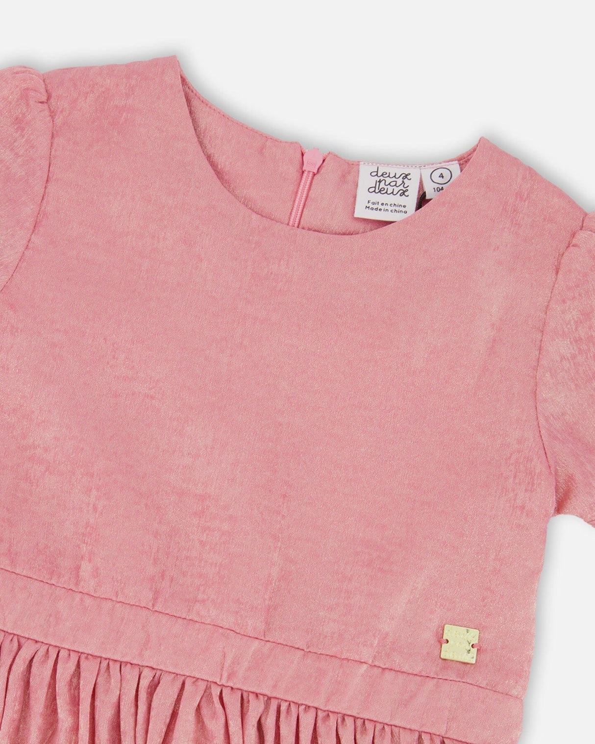 Short Sleeve Dress With Pleated Skirt Dusty Pink-3