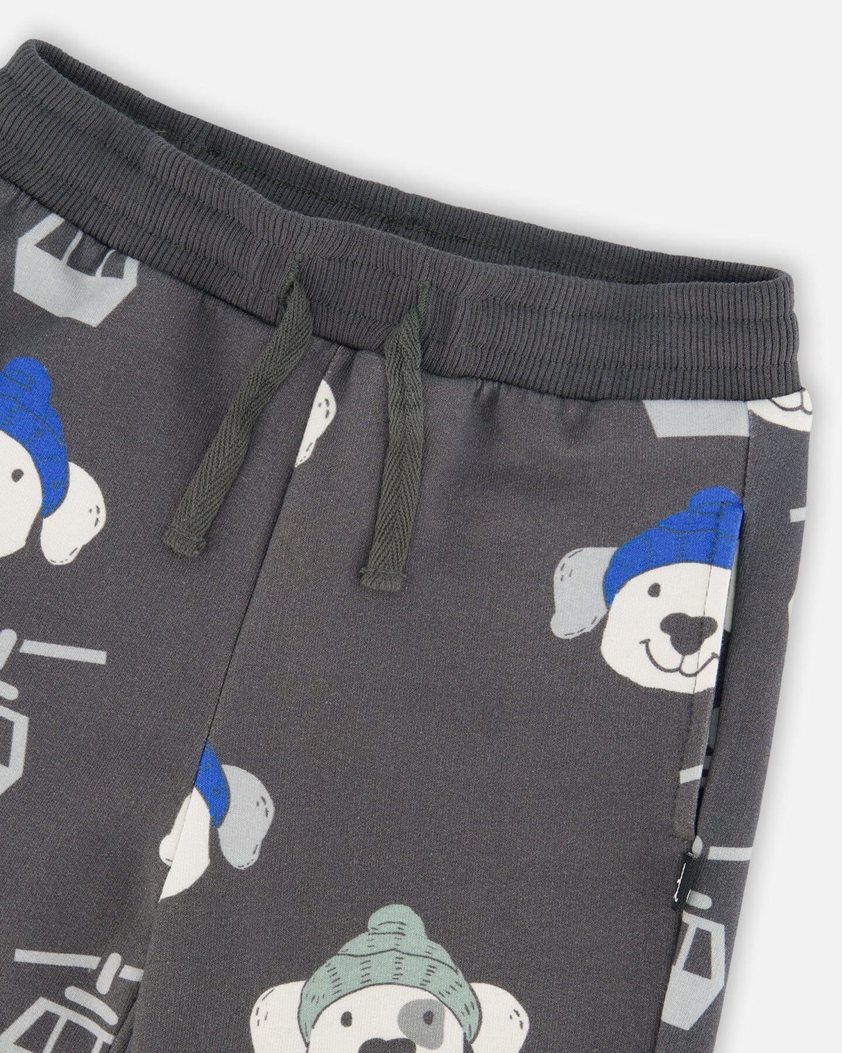 Fleece Sweatpants Gray Dog Print-3