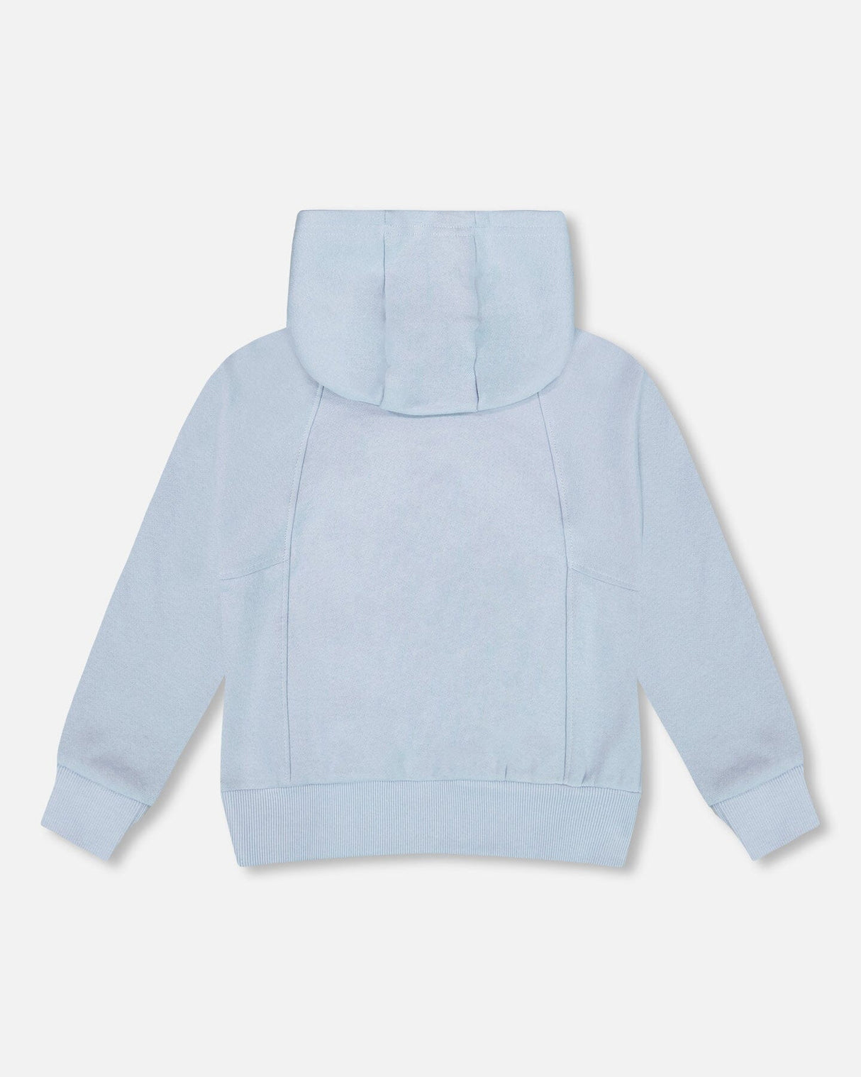 Pullover Hooded Fleece Sweatshirt With Zip Pocket Light Blue-2