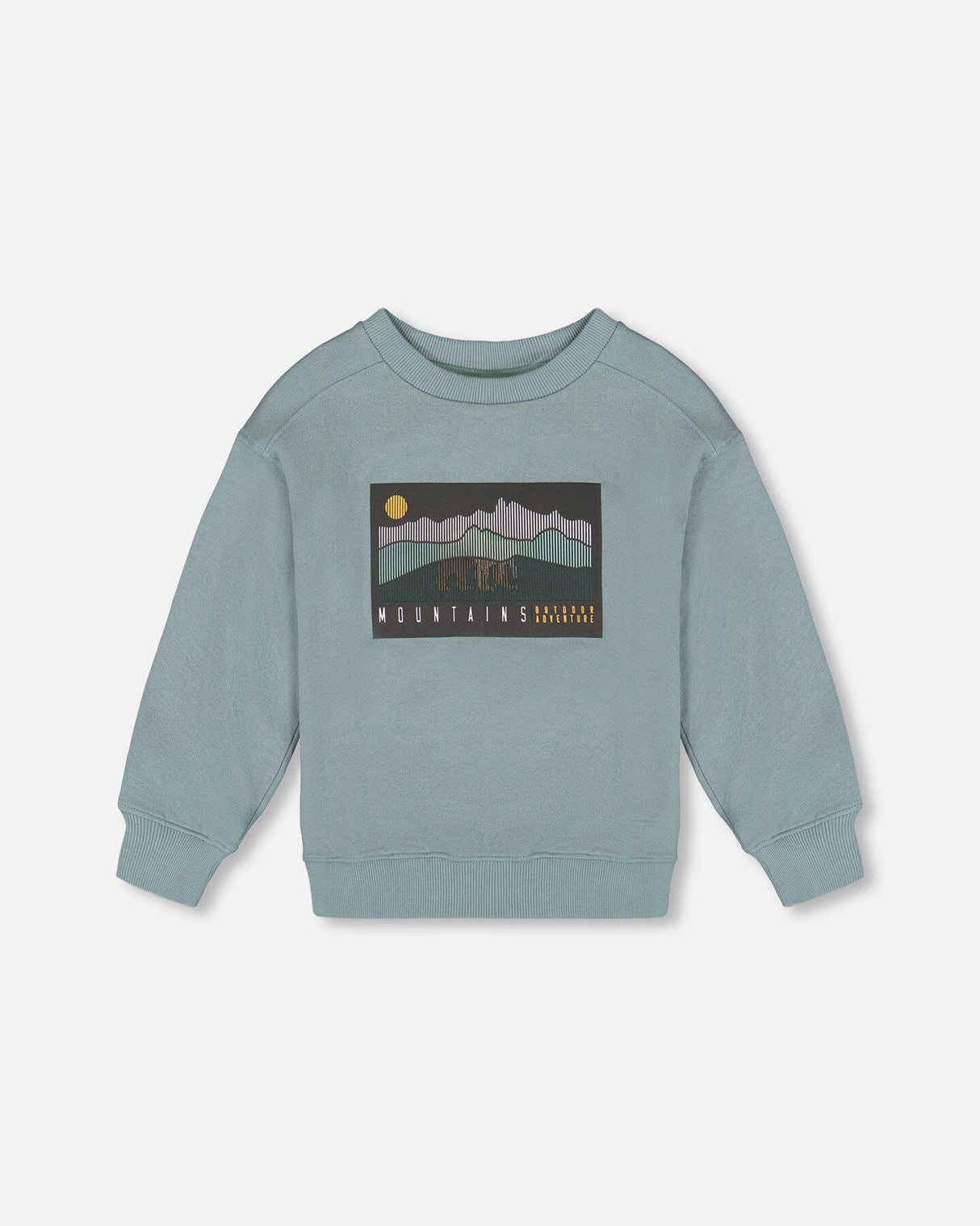 Animated Print French Terry Sweatshirt Sage Green-0