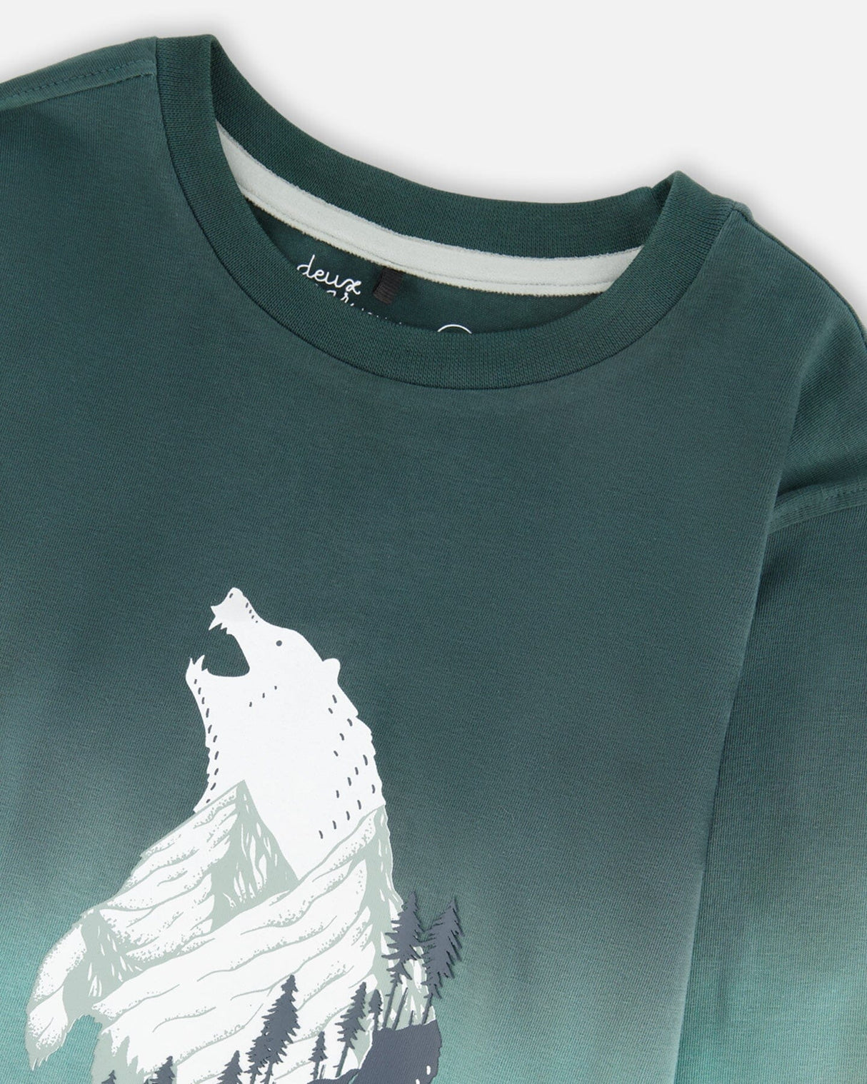 Long Sleeve Organic Cotton Gradient Jersey Tee Bottle Green-2