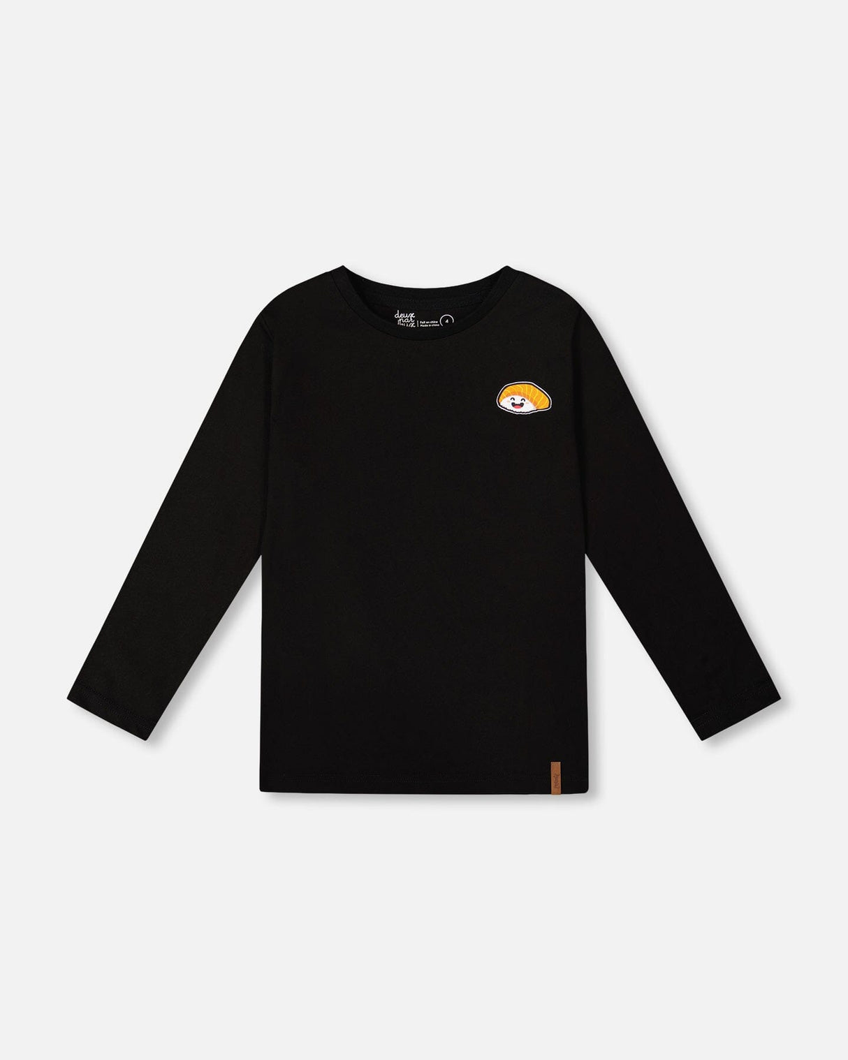 Long Sleeve Jersey Tee Shirt Black With Print Back & Front-0
