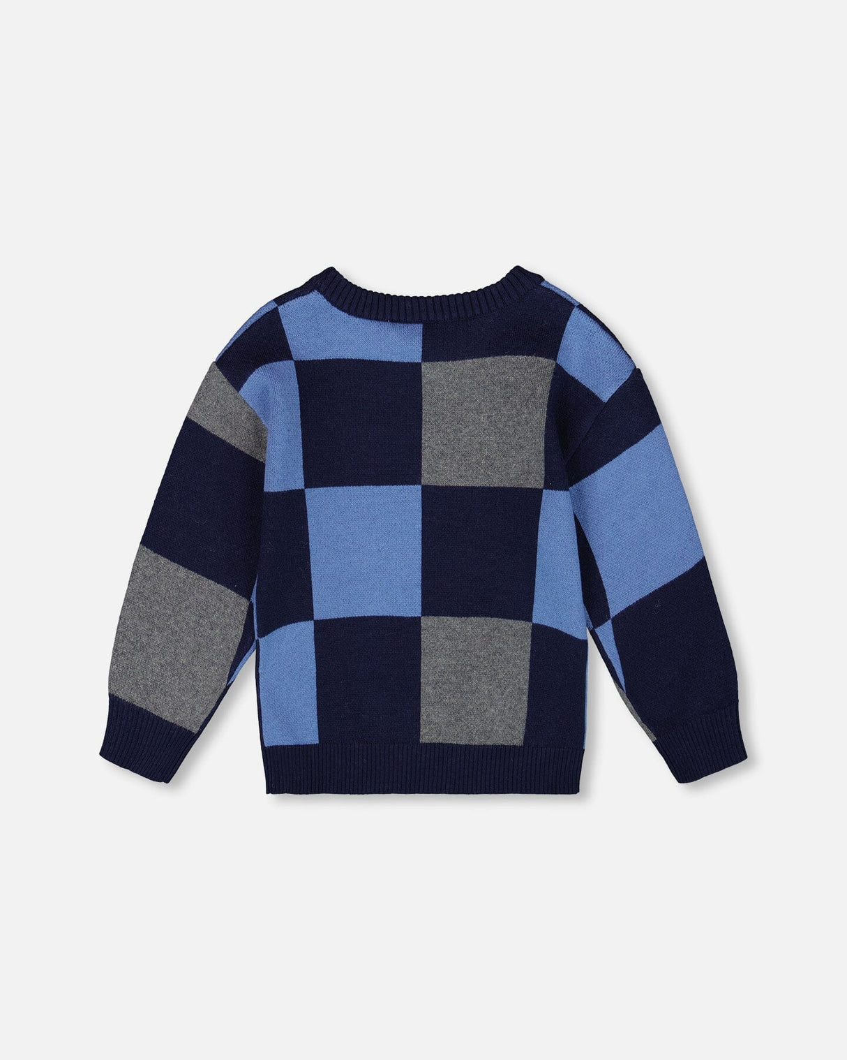 Knit Sweater Blue Checkered-2