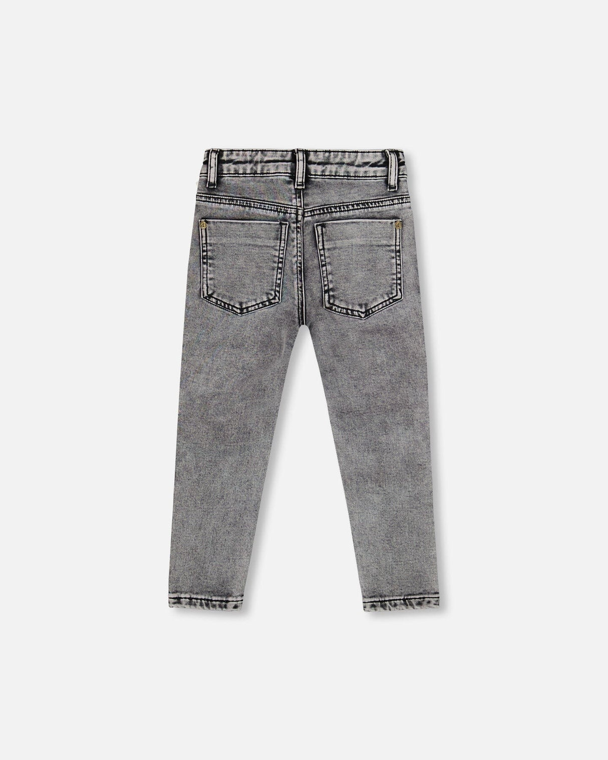 French Terry Black Denim Pants With Contrasting Patch-3