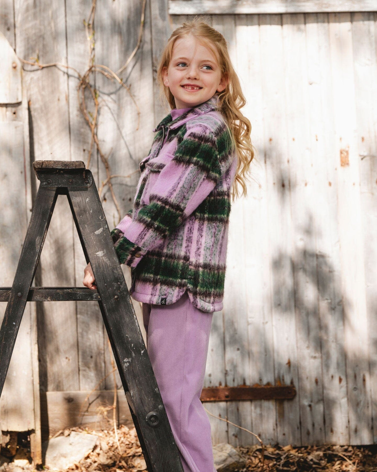 Zipped Plaid Overshirt Mauve And Green-1