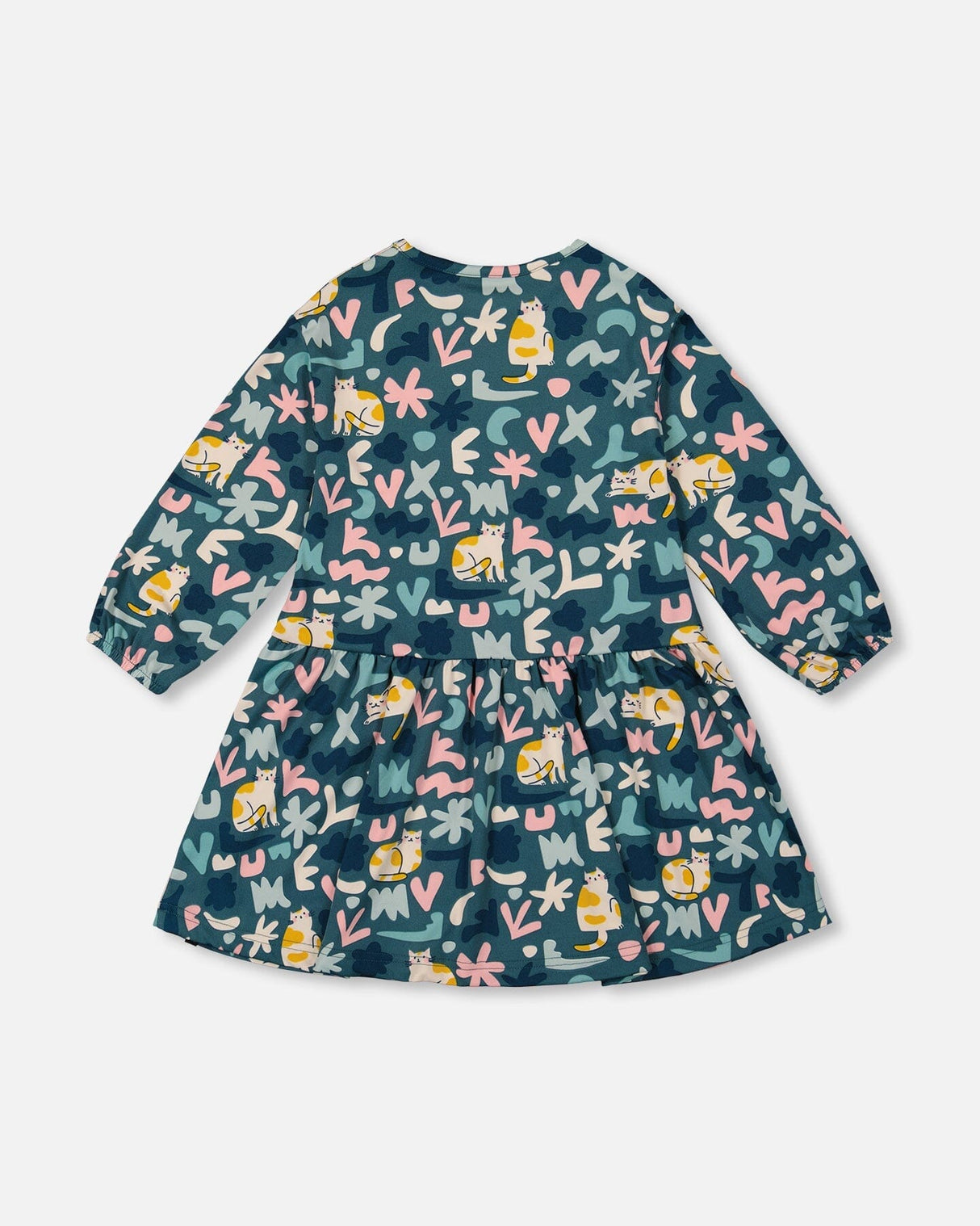 Jersey Dress Green Cat Print-2