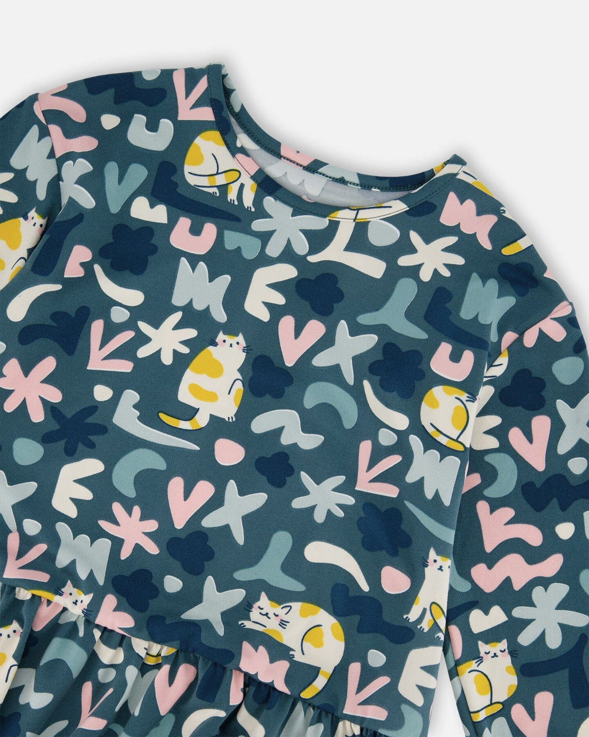 Jersey Dress Green Cat Print-3