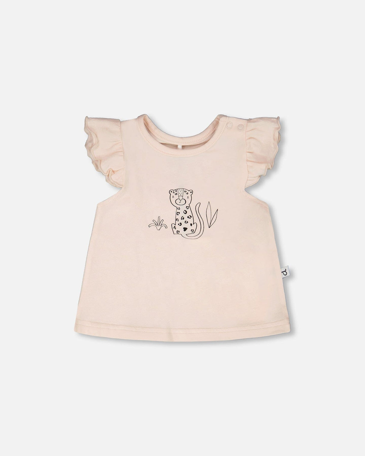 Organic Cotton Jersey Top And Short Set Peach And Peach Animal Print-0