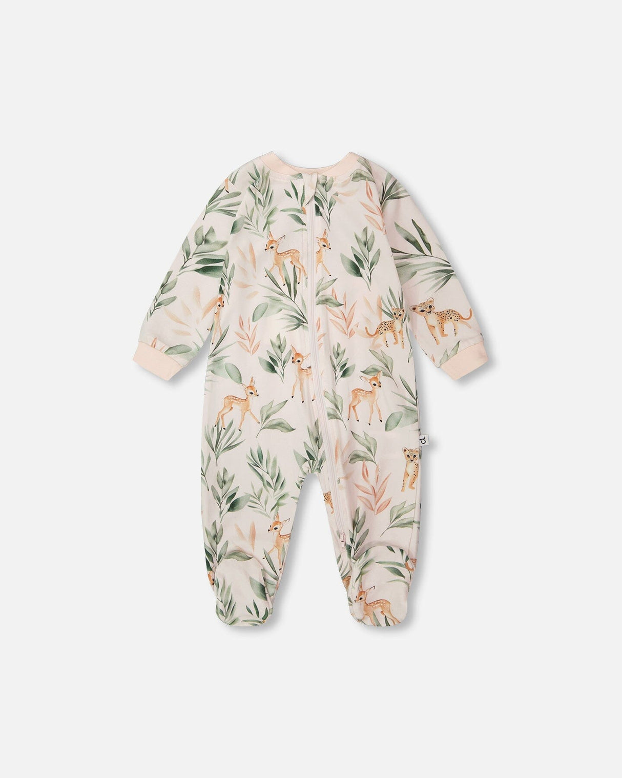 Organic Cotton Jersey One-Piece Pyjama Peach Deer Print-0