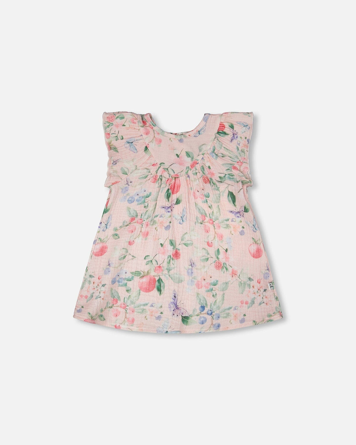 Cotton Muslin Dress And Bloomer Set Pink Printed Berries-2