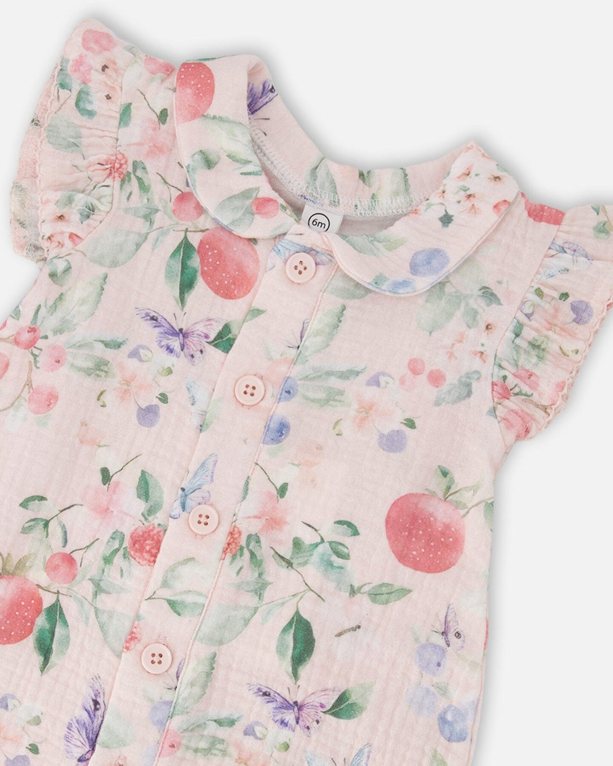 Cotton Muslin Romper Pink Printed Berries-3