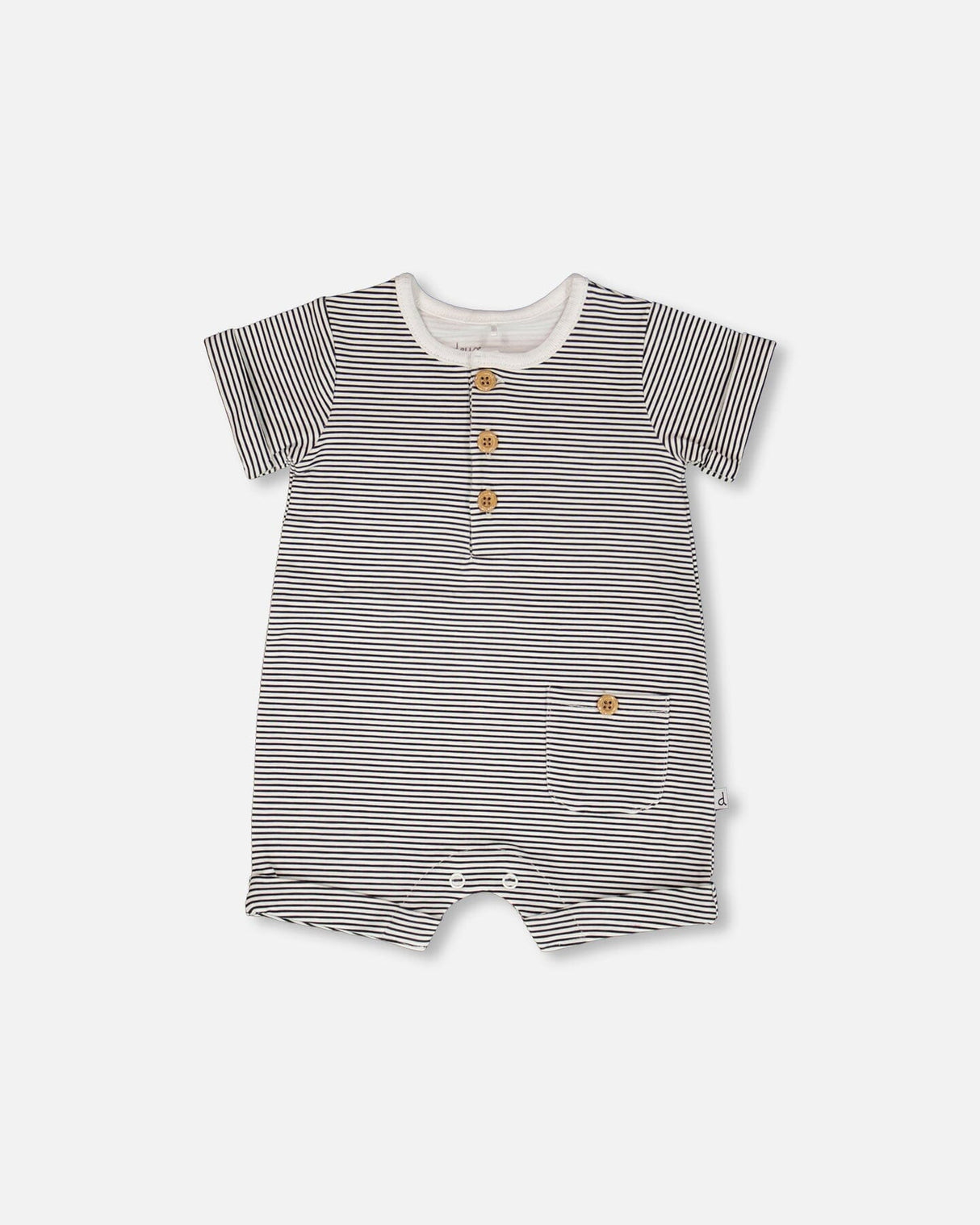 Cotton Jersey Romper Black And Off White Stripes-0