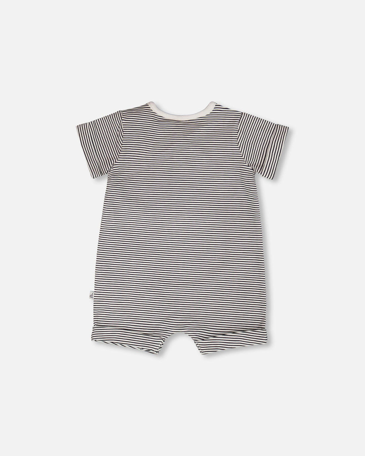 Cotton Jersey Romper Black And Off White Stripes-1