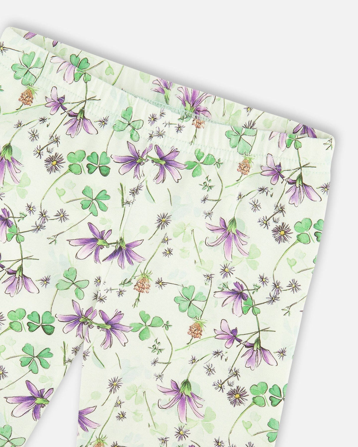 Jersey Tunic And Cotton Capri Set Lavender And Green Printed Flowers-4