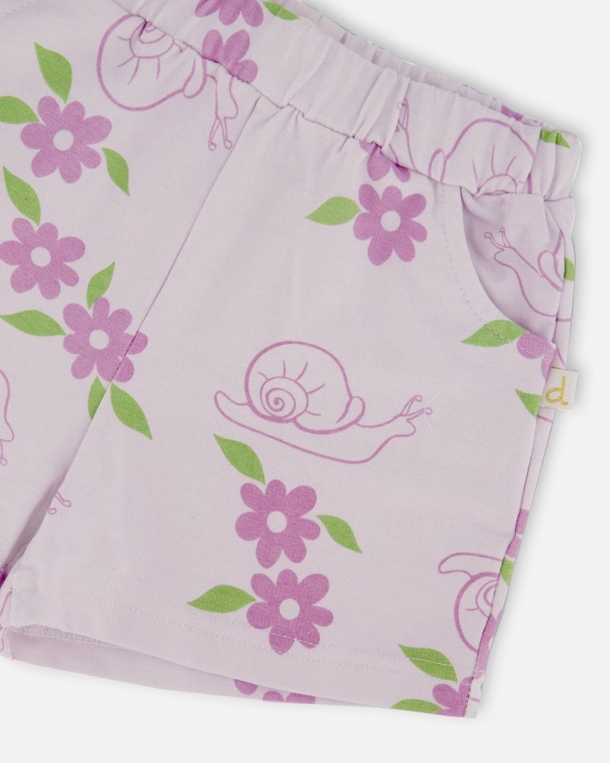 French Terry Shorts Lilac Snails Print-4