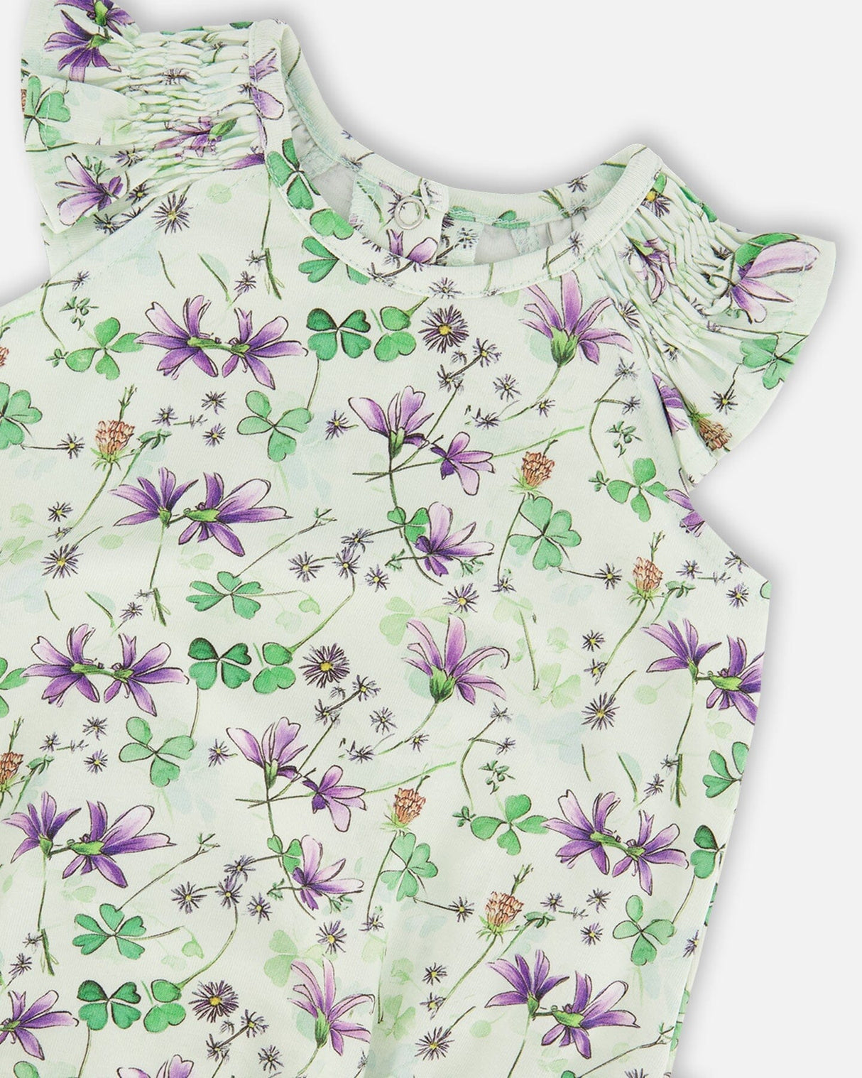 Jersey Romper Green Printed Flowers-2