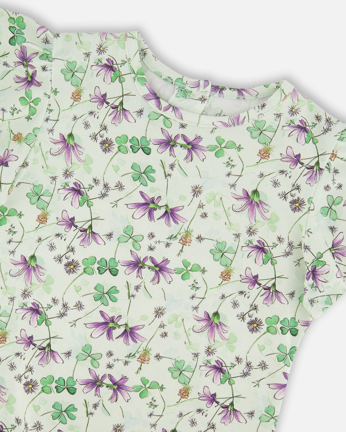 Jersey T-Shirt Green Printed Flowers-3