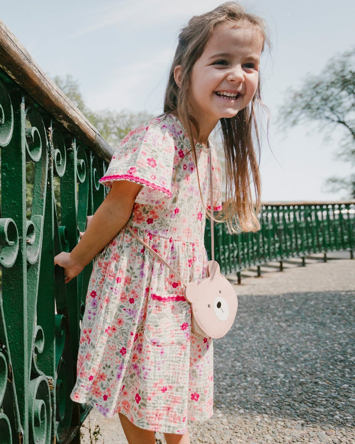 Muslin Dress Off White Printed Flowers-1