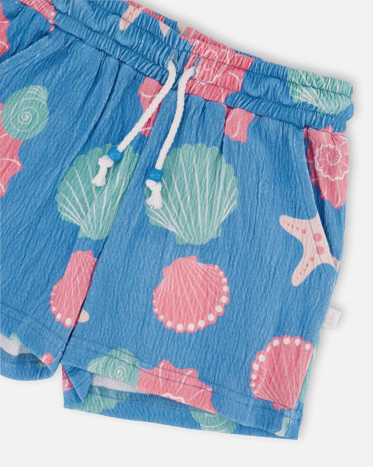 Crinkle Jersey Shorts Blue Shell Print-3