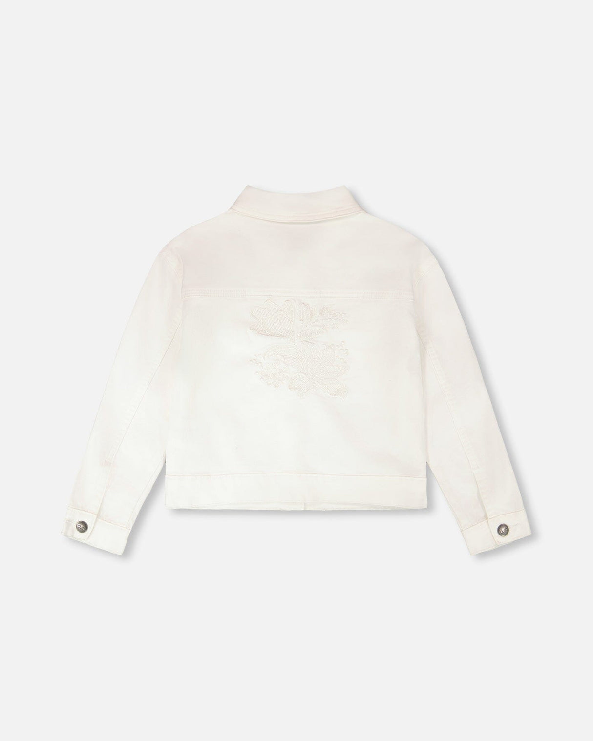 White Denim Jacket With Embroidery-3
