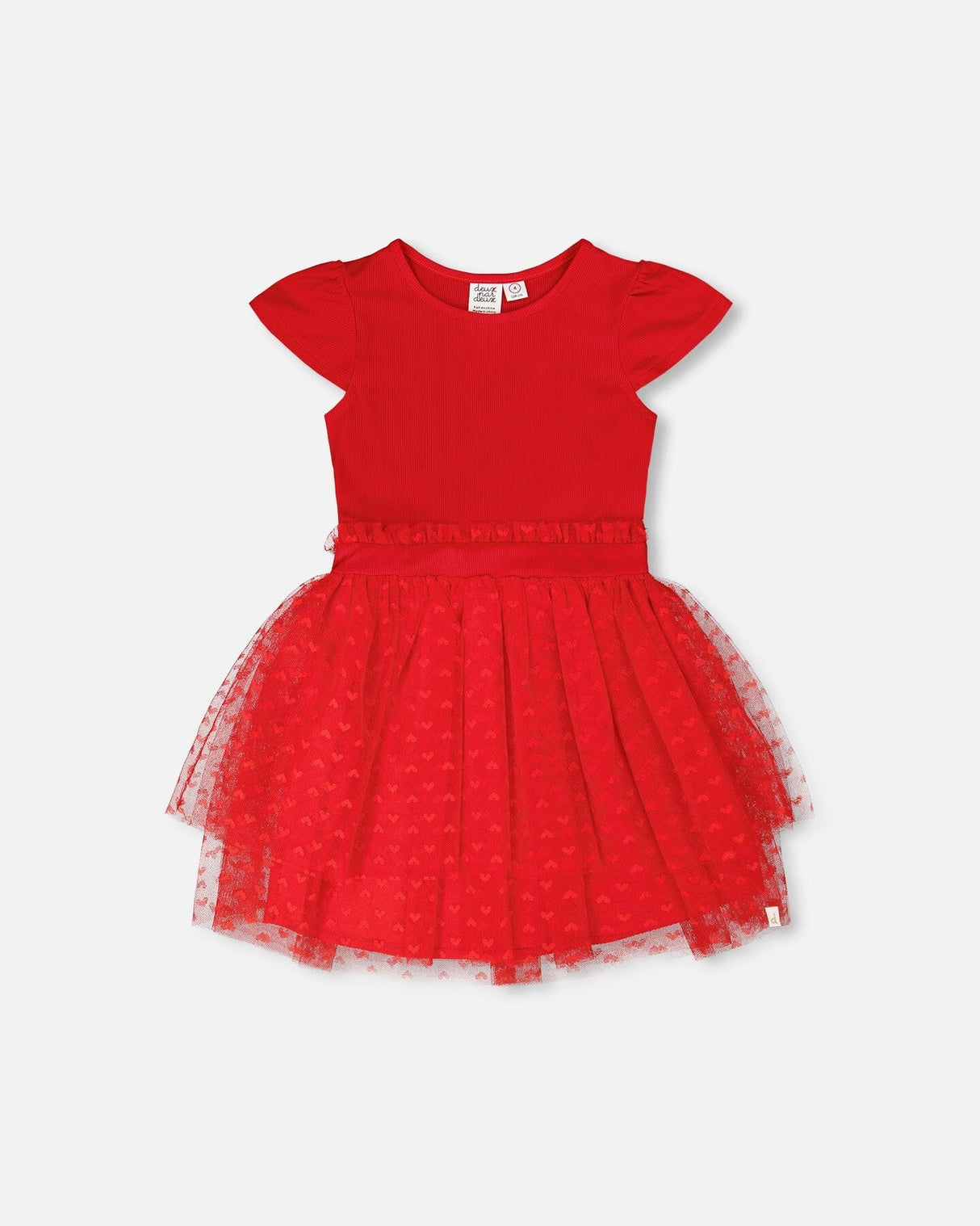 Bi-Material Dress Red-0