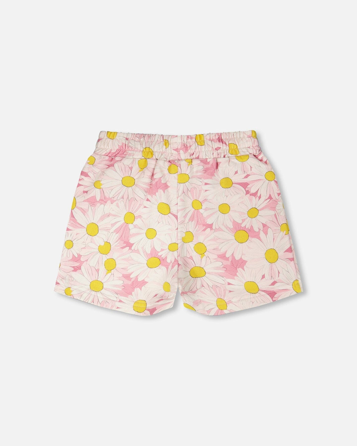 French Terry Shorts Pink Printed Daisies-3