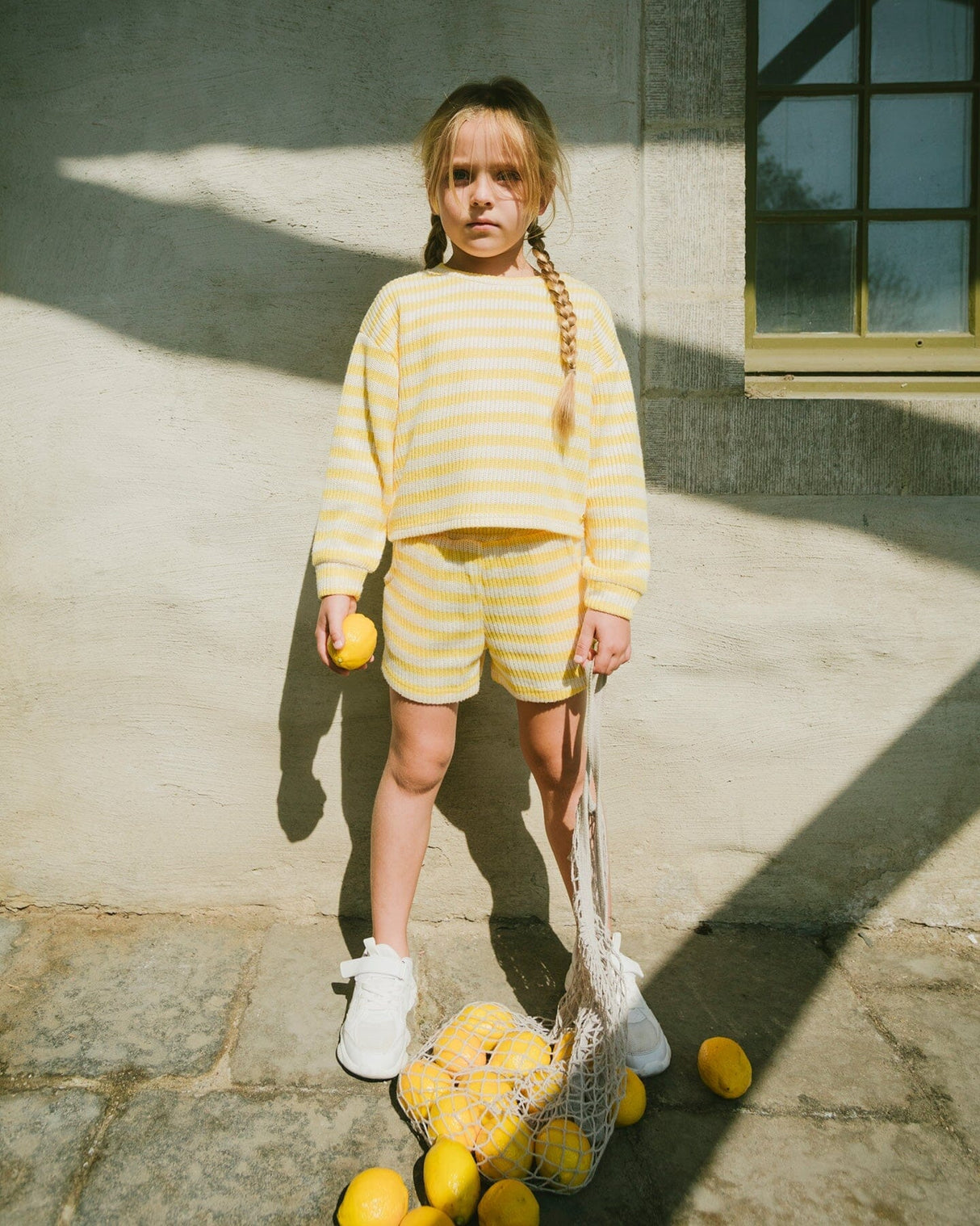 Striped Shorts Yellow And White-1