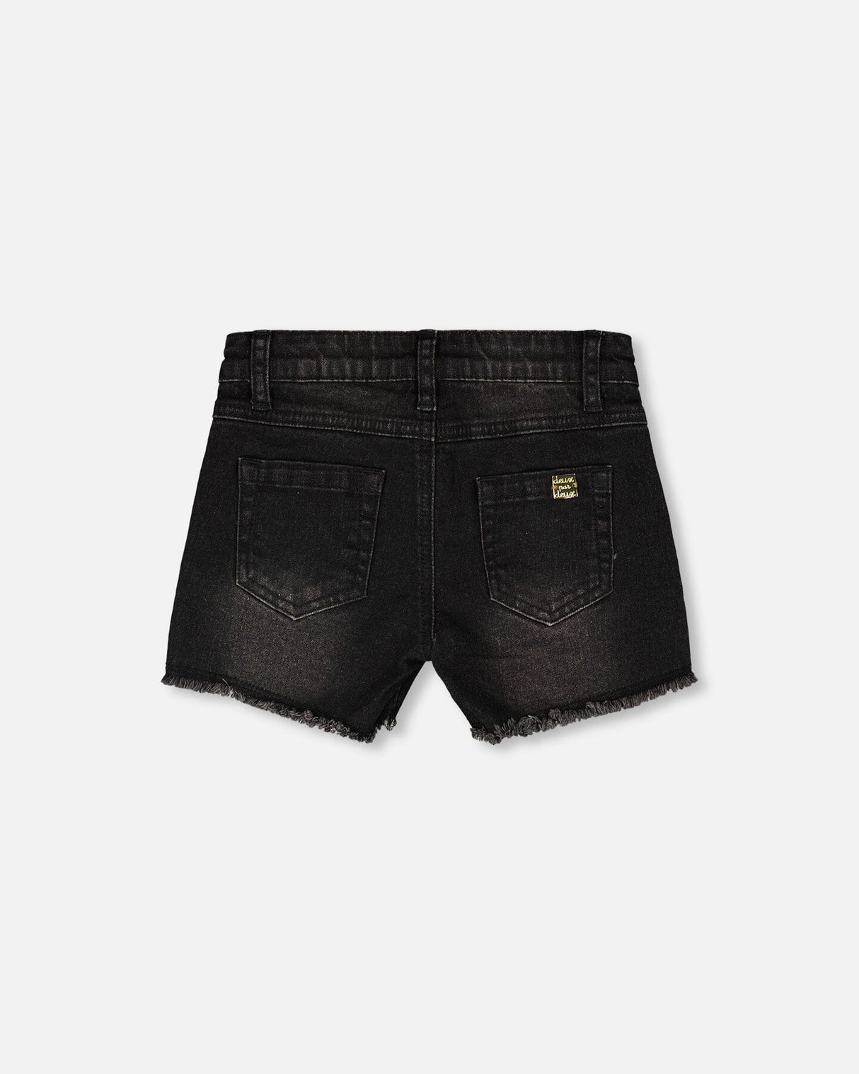 Black Denim Shorts With Embroidery-2